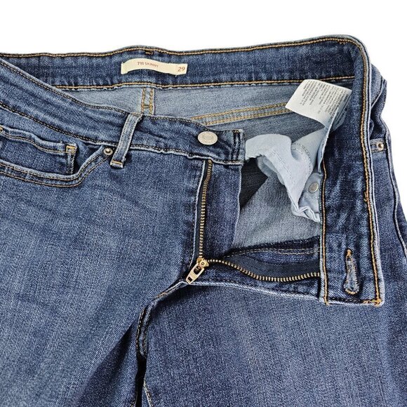 Levi’s Women’s 711 Skinny Distressed Ripped Medium Wash Blue Jeans – Size 29 - Picture 12 of 16